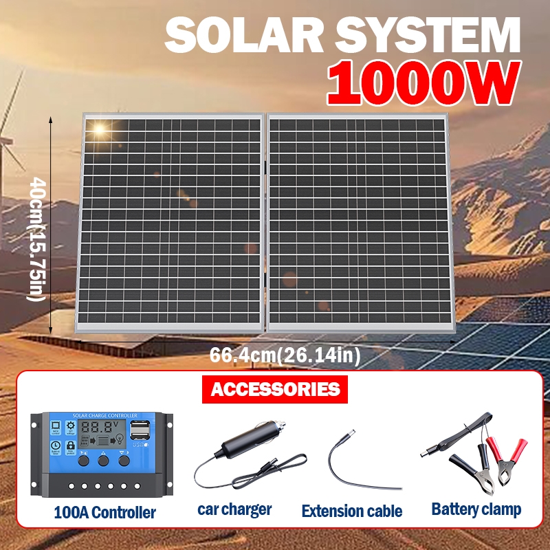 Portable Power Station 1000W - Conception pliable de panneau solaire de