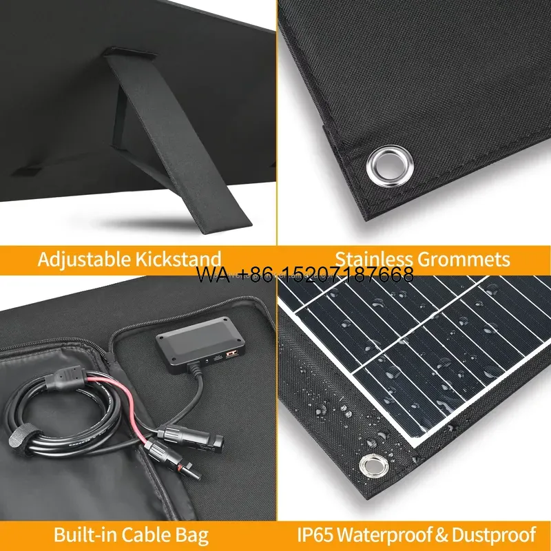 Solar Panel 200W Portable Foldable - Panneau solaire pliable Wmwmnu 200W, chargeur