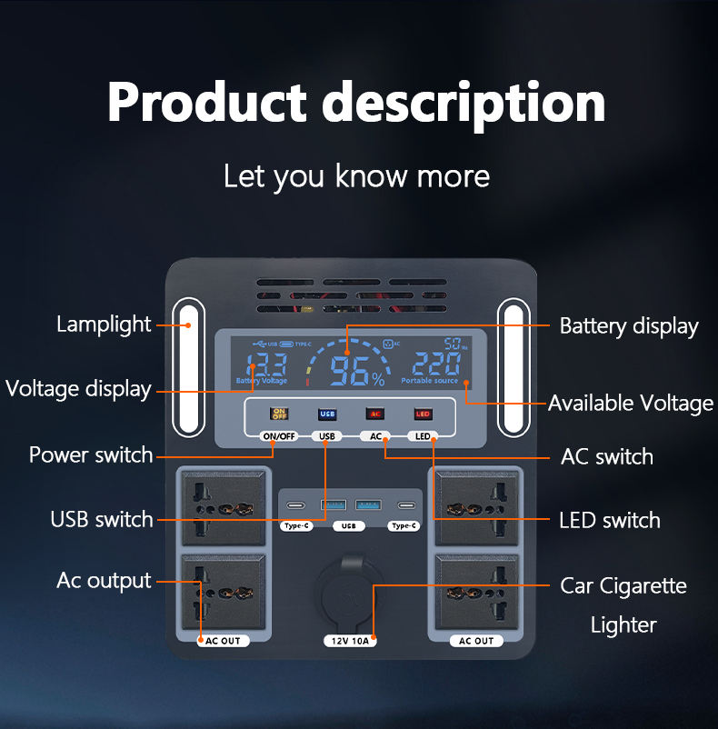 Générateur solaire OEM, batter - Portable Power Station 1000W Pure Sine avis et prix