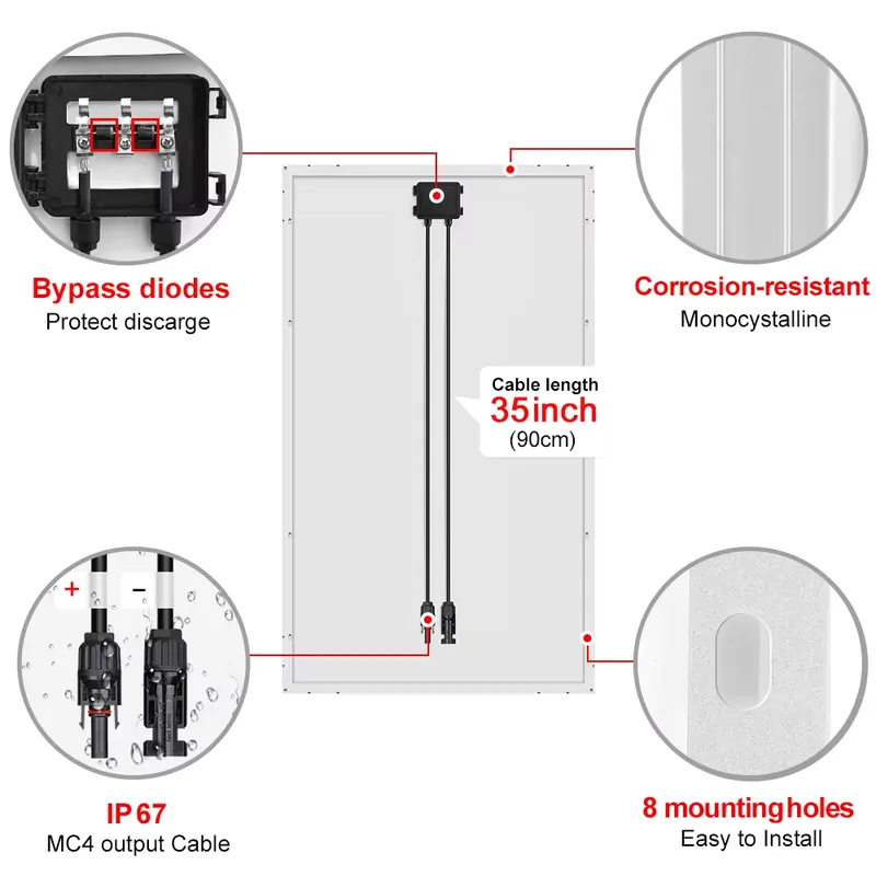 Panneau solaire rigide 18V 100 - Solar Panel 400W Rigid Monocrystalline avis et prix