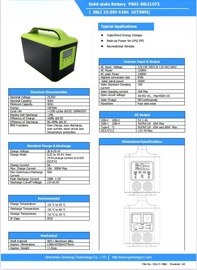 Système d'énergie solaire 1073 - Portable Power Station 1000W Pure Sine avis et prix