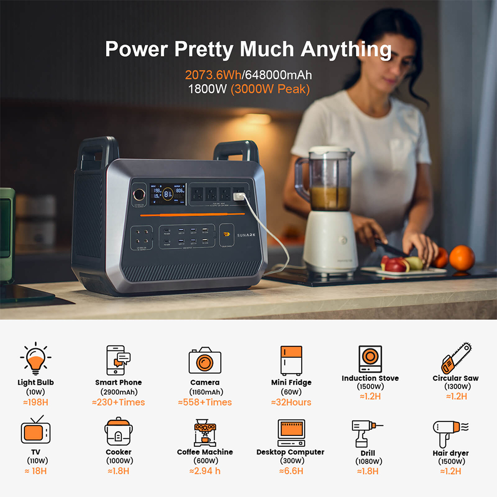 Sunark – générateur d'énergie  - Portable Power Station 2000W Lifepo4 avis et prix