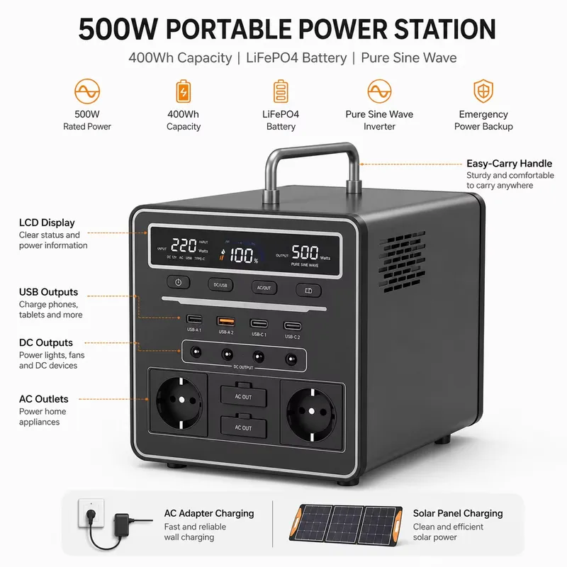 Nouvelle station d'alimentatio - Portable Power Station 500W avis et prix